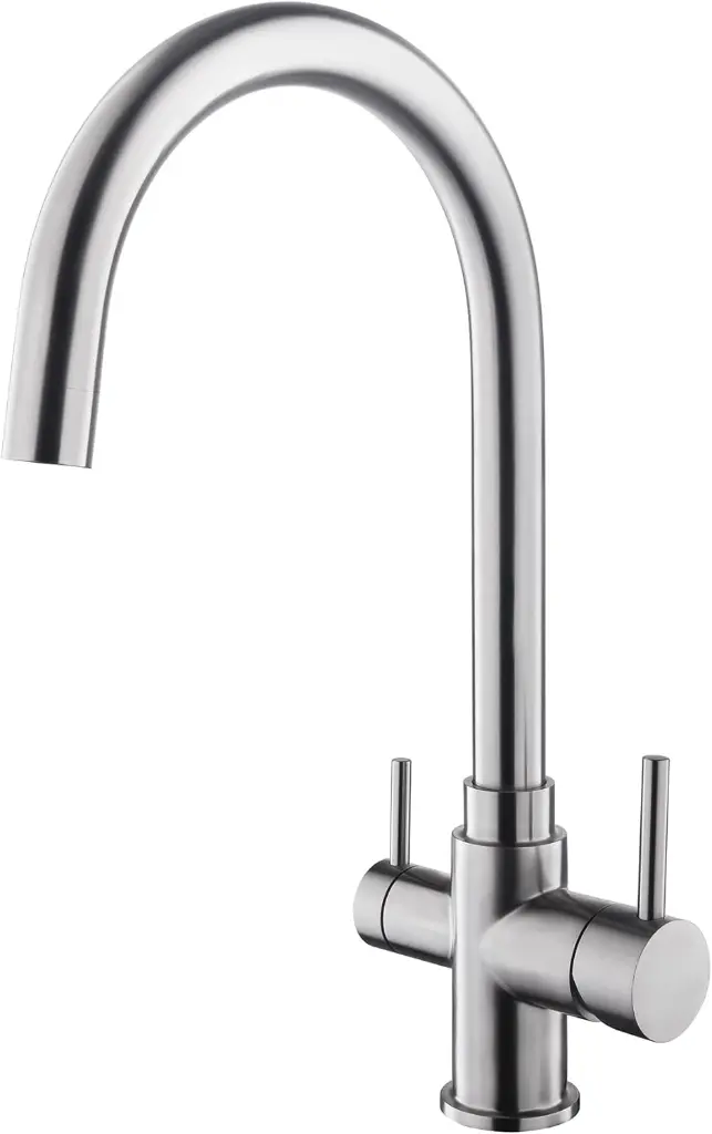 4-Wege-Armatur URBAN INOX C-Auslauf in Edelstahl Massiv - Wasserhahn aus massivem 304 Edelstahl, 360° drehbar