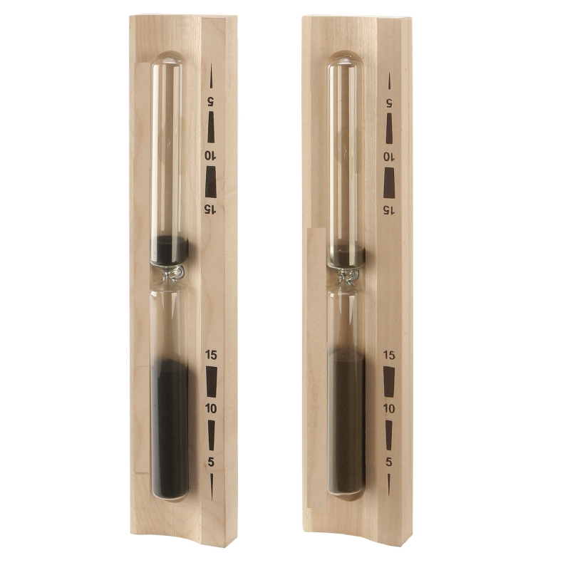 Sanduhr 15 min, helles Holz,schwarz/braun